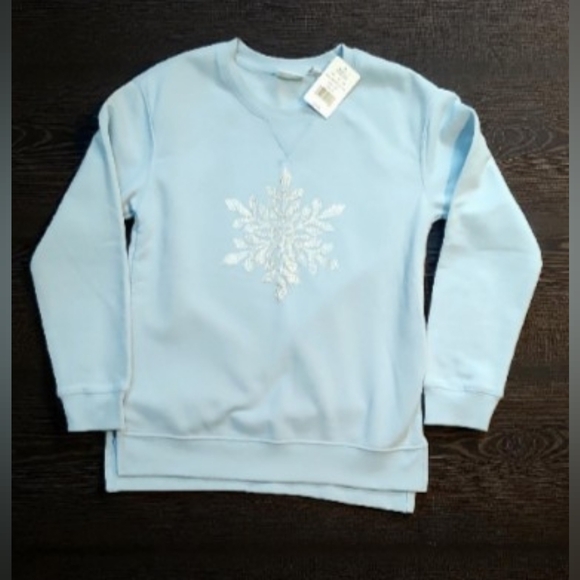 Mighty Fine Light Blue Snowflake Sweatshirt - Picture 1 of 2